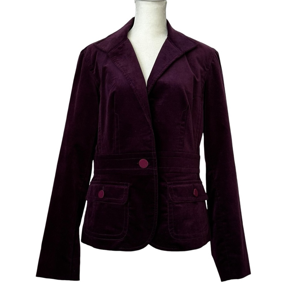 TALBOTS Purple Velvet One‎ Button Blazer Size 8